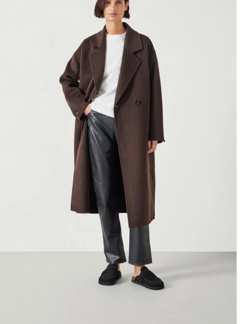 Hush 100% Wool Dark Brown Long Coat